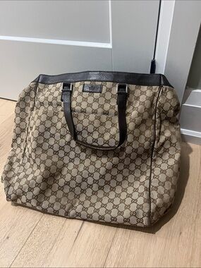 Gucci Beige/ Brown GG Canvas Travel Tote
